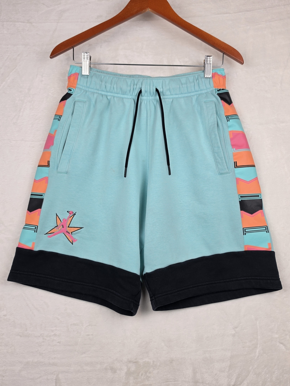 Jordan Flight Fleece‎ Shorts Men's Small Bleached Aqua Black DQ7472-464